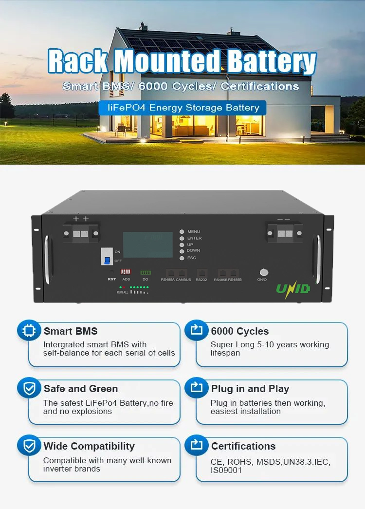 High Efficiency Rack-Mount Battery LiFePO4 Battery Solar Energy Storage EMS for Residential and Commercial Use